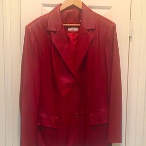 ❤️ Red 100% Leather Blazer - EUC, Lord & Taylor